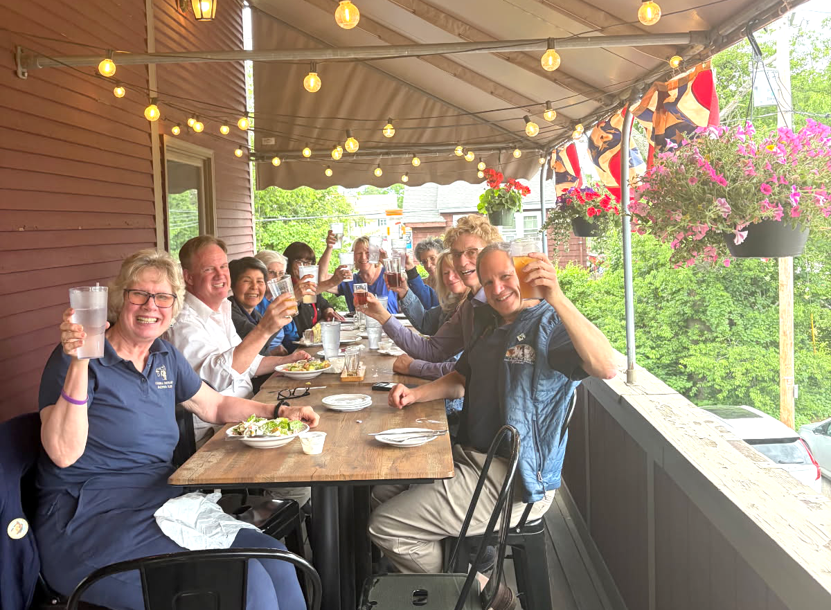 Eaglebrook guests enjoying our outdoor balcony.